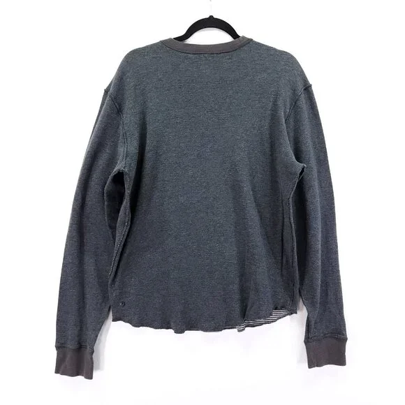 Lululemon Binary Long Sleeve Crew Shirt Men's Size Large Gray Reversible Striped - Picture 2 of 13